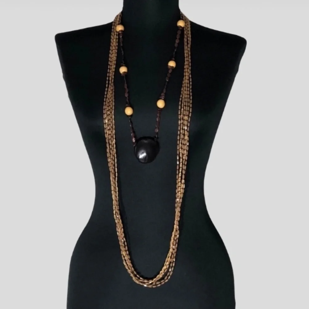 Vintage Boho Beaded Layered Necklace Bracelet Earrings Set